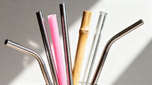 Collection of reusable straws made from different materials.