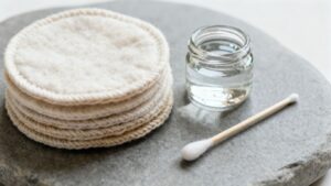 Eco-friendly reusable cosmetic pads and cleanser.